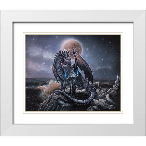 Sorcerous and Blood Moon Dragon White Modern Wood Framed Art Print with Double Matting by Harvill, Marc