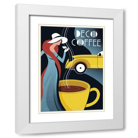 Art Deco Coffee White Modern Wood Framed Art Print with Double Matting by Wickstrom, Martin