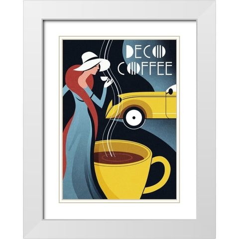 Art Deco Coffee White Modern Wood Framed Art Print with Double Matting by Wickstrom, Martin