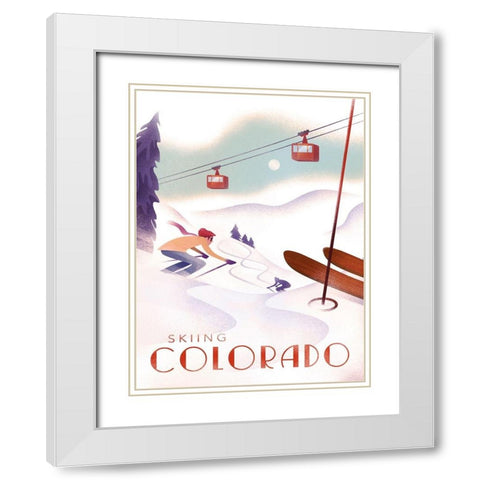 Colorado Skiing White Modern Wood Framed Art Print with Double Matting by Wickstrom, Martin