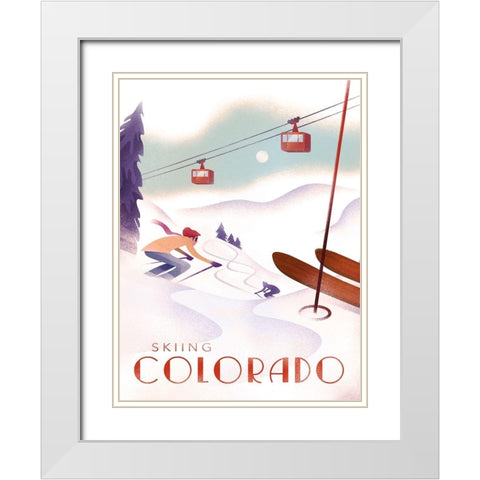 Colorado Skiing White Modern Wood Framed Art Print with Double Matting by Wickstrom, Martin