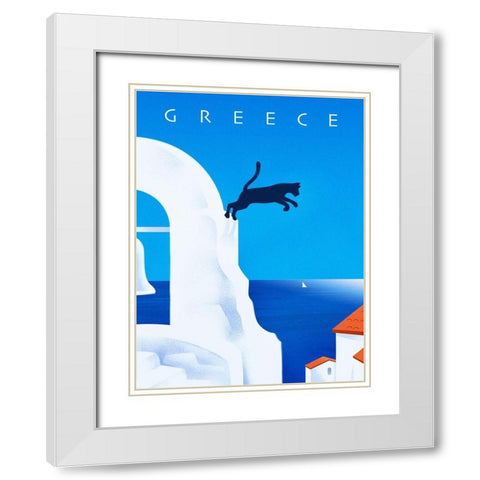 Greece White Modern Wood Framed Art Print with Double Matting by Wickstrom, Martin