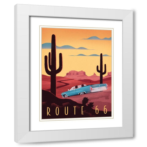 Route 66 White Modern Wood Framed Art Print with Double Matting by Wickstrom, Martin