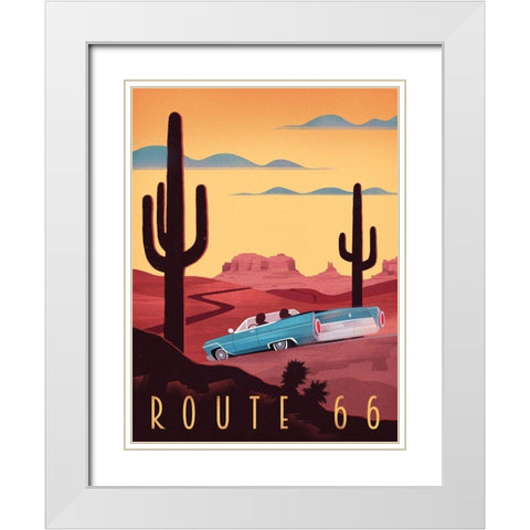 Route 66 White Modern Wood Framed Art Print with Double Matting by Wickstrom, Martin