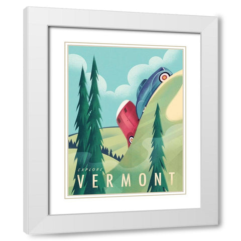 Vermont Camping White Modern Wood Framed Art Print with Double Matting by Wickstrom, Martin