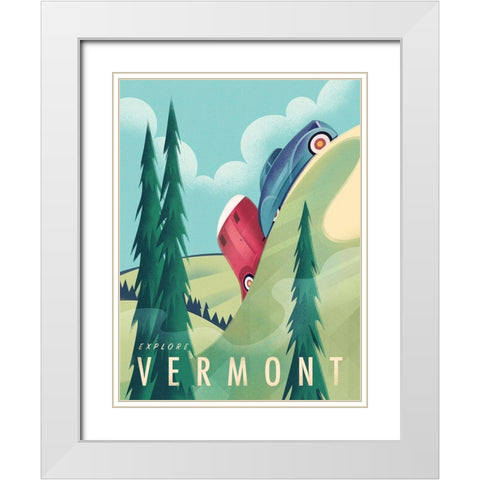 Vermont Camping White Modern Wood Framed Art Print with Double Matting by Wickstrom, Martin