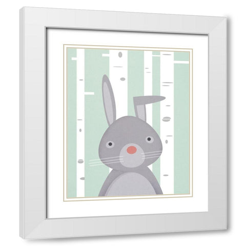 Bunny White Modern Wood Framed Art Print with Double Matting by Wickstrom, Martin