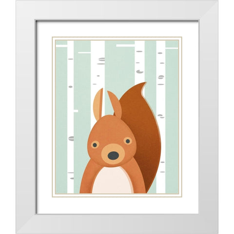 Squirrel White Modern Wood Framed Art Print with Double Matting by Wickstrom, Martin