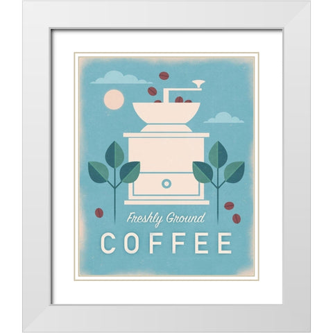 Coffee Grinder White Modern Wood Framed Art Print with Double Matting by Wickstrom, Martin