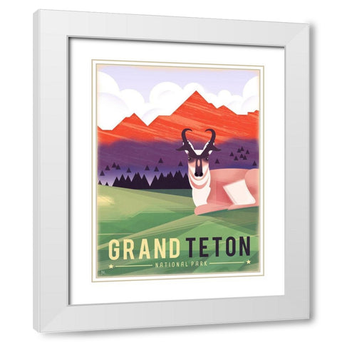 Grand Teton White Modern Wood Framed Art Print with Double Matting by Wickstrom, Martin