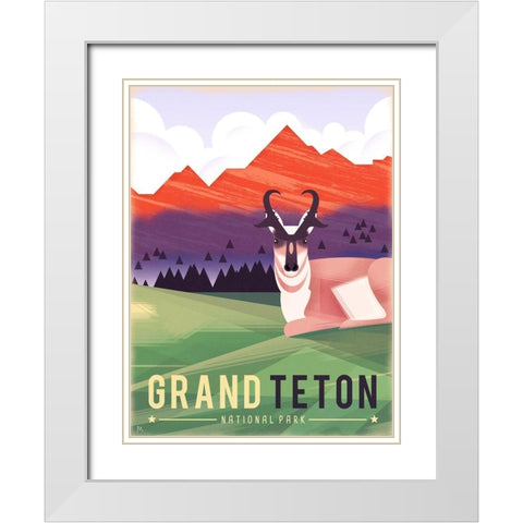 Grand Teton White Modern Wood Framed Art Print with Double Matting by Wickstrom, Martin