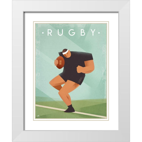 Vintage Rugby White Modern Wood Framed Art Print with Double Matting by Wickstrom, Martin