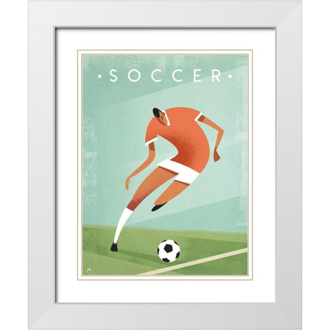 Vintage Soccer White Modern Wood Framed Art Print with Double Matting by Wickstrom, Martin