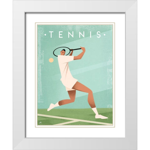 Vintage Tennis White Modern Wood Framed Art Print with Double Matting by Wickstrom, Martin