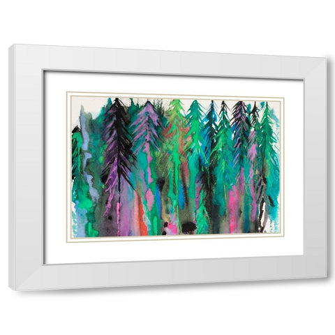 Colorful Forest White Modern Wood Framed Art Print with Double Matting by Wickstrom, Martin