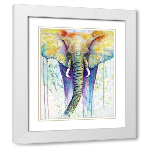 Elephant Colors White Modern Wood Framed Art Print with Double Matting by Wickstrom, Martin