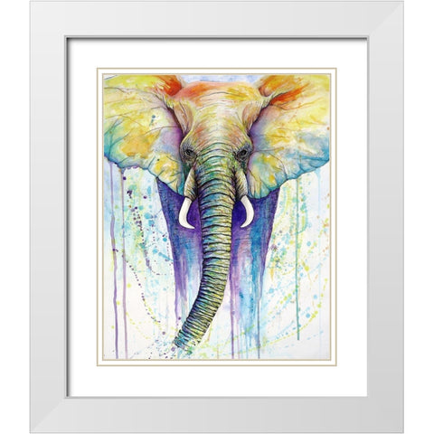 Elephant Colors White Modern Wood Framed Art Print with Double Matting by Wickstrom, Martin