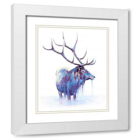 Elk in Water White Modern Wood Framed Art Print with Double Matting by Wickstrom, Martin