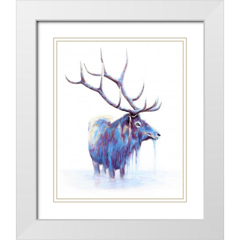 Elk in Water White Modern Wood Framed Art Print with Double Matting by Wickstrom, Martin