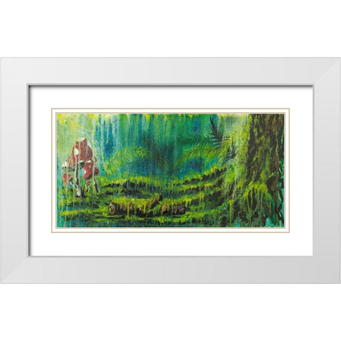 Forest Mushrooms White Modern Wood Framed Art Print with Double Matting by Wickstrom, Martin