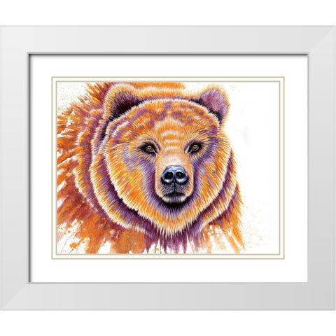 Grizzly Bear White Modern Wood Framed Art Print with Double Matting by Wickstrom, Martin