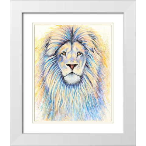 Leo the Lion White Modern Wood Framed Art Print with Double Matting by Wickstrom, Martin
