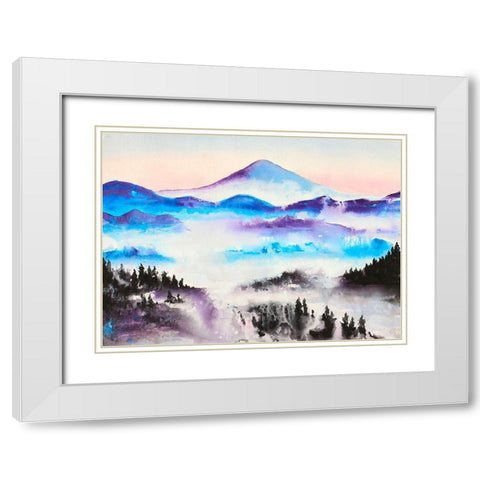 Mountain Mist Landscape White Modern Wood Framed Art Print with Double Matting by Wickstrom, Martin