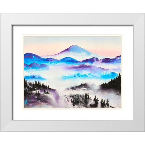 Mountain Mist Landscape White Modern Wood Framed Art Print with Double Matting by Wickstrom, Martin
