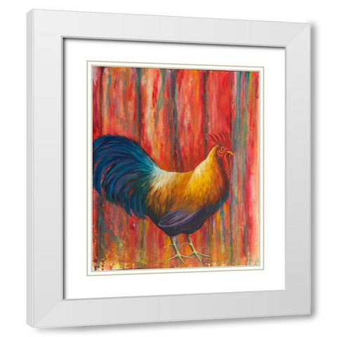 Mr. Rooster White Modern Wood Framed Art Print with Double Matting by Wickstrom, Martin