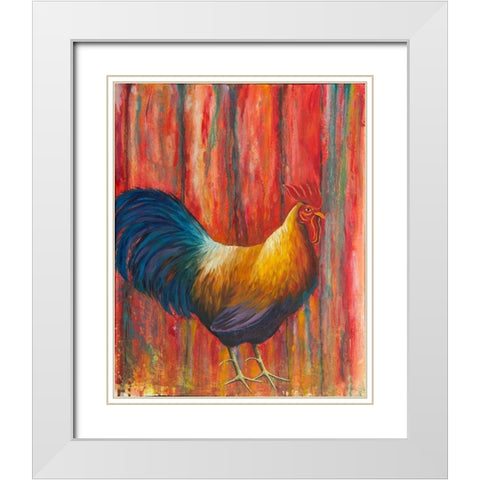 Mr. Rooster White Modern Wood Framed Art Print with Double Matting by Wickstrom, Martin
