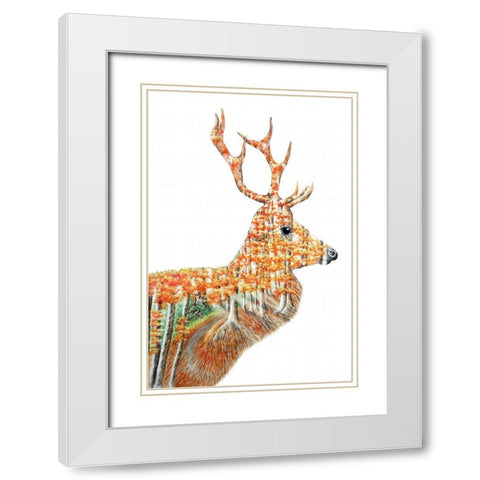 Spirit of the Forest Deer Landscape White Modern Wood Framed Art Print with Double Matting by Wickstrom, Martin