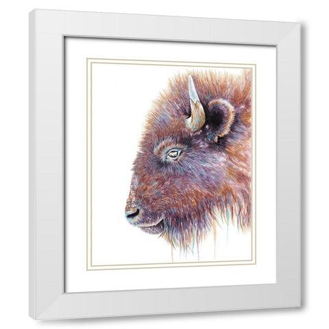 Spirit of the West Buffalo White Modern Wood Framed Art Print with Double Matting by Wickstrom, Martin