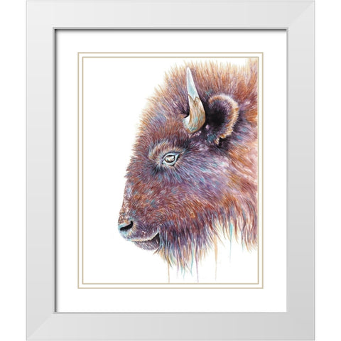 Spirit of the West Buffalo White Modern Wood Framed Art Print with Double Matting by Wickstrom, Martin