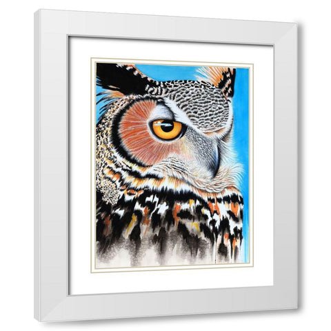 Great Horned Owl Eye White Modern Wood Framed Art Print with Double Matting by Wickstrom, Martin