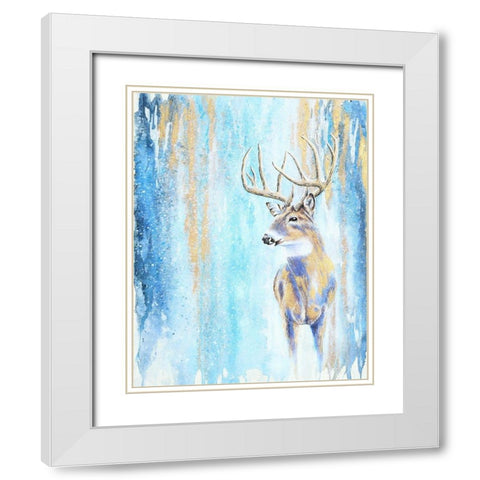 Winter Buck White Modern Wood Framed Art Print with Double Matting by Wickstrom, Martin