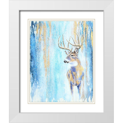 Winter Buck White Modern Wood Framed Art Print with Double Matting by Wickstrom, Martin