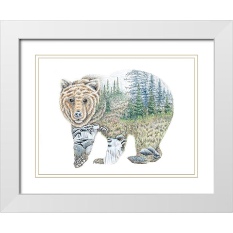 Scenic Bear White Modern Wood Framed Art Print with Double Matting by Wickstrom, Martin