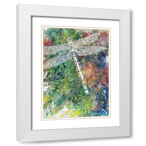 Dragonfly White Modern Wood Framed Art Print with Double Matting by Wickstrom, Martin