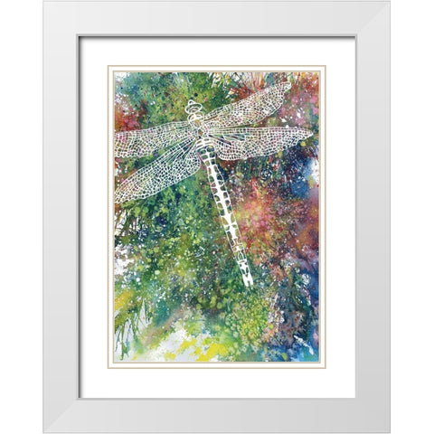 Dragonfly White Modern Wood Framed Art Print with Double Matting by Wickstrom, Martin