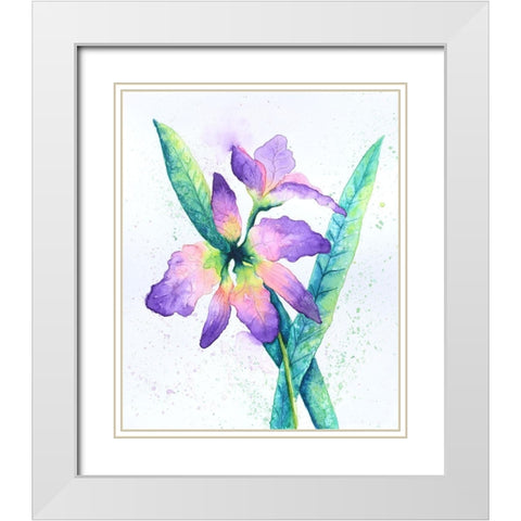 Purple Orchid White Modern Wood Framed Art Print with Double Matting by Wickstrom, Martin