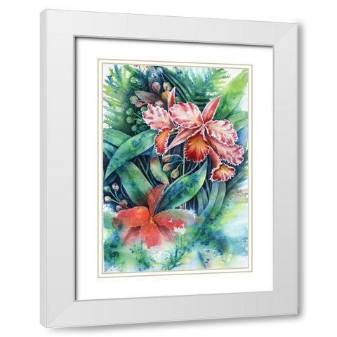 Red Orchid White Modern Wood Framed Art Print with Double Matting by Wickstrom, Martin