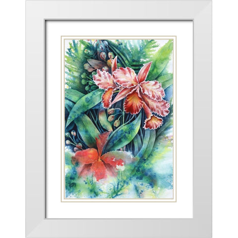 Red Orchid White Modern Wood Framed Art Print with Double Matting by Wickstrom, Martin