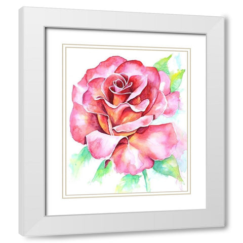 Rose White Modern Wood Framed Art Print with Double Matting by Wickstrom, Martin