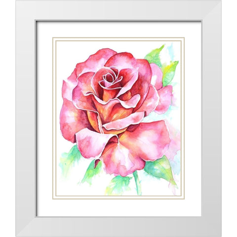 Rose White Modern Wood Framed Art Print with Double Matting by Wickstrom, Martin