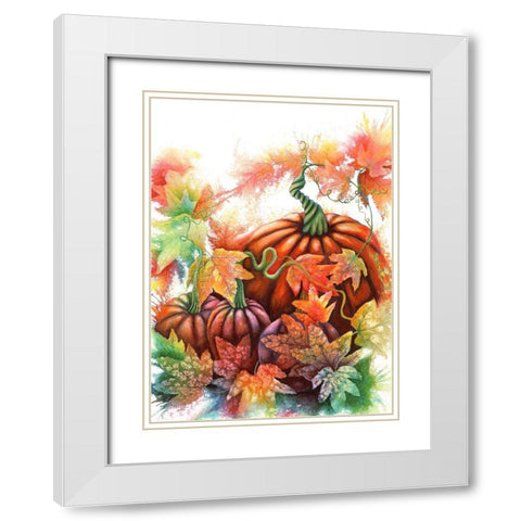 Autumn Pumpkins White Modern Wood Framed Art Print with Double Matting by Wickstrom, Martin
