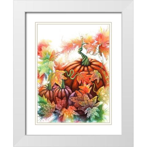 Autumn Pumpkins White Modern Wood Framed Art Print with Double Matting by Wickstrom, Martin