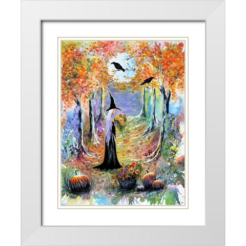 Autumn Witch White Modern Wood Framed Art Print with Double Matting by Wickstrom, Martin