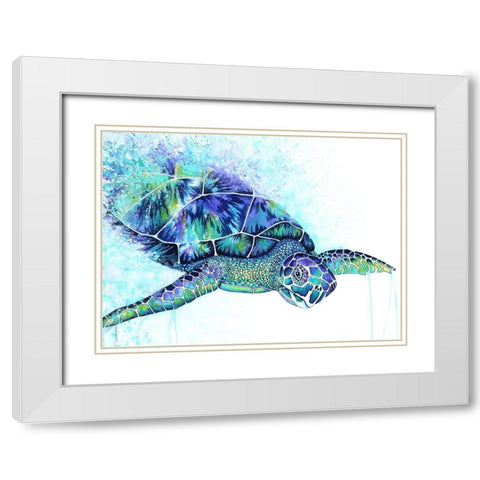 Sea Turtle White Modern Wood Framed Art Print with Double Matting by Wickstrom, Martin