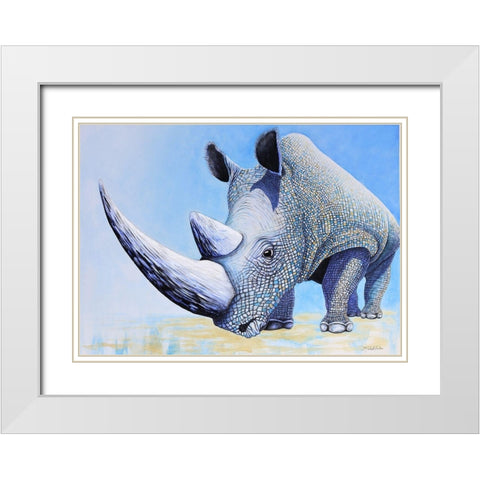 Rhino White Modern Wood Framed Art Print with Double Matting by Wickstrom, Martin