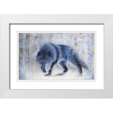 Wolf White Modern Wood Framed Art Print with Double Matting by Wickstrom, Martin